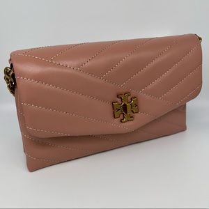 Tory Burch Kira Chain Wallet NWT Meadow Sweet/ Rolled Gold